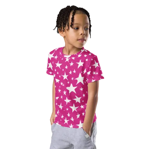 Starburst Fuchsia on a Kids Crew Neck T-Shirt