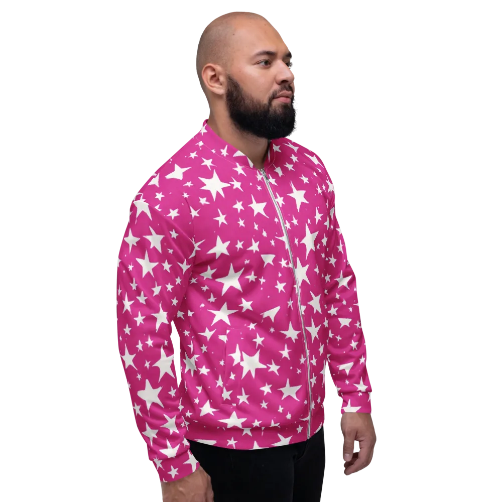 Starburst Fuchsia on Bomber Jacket — Right