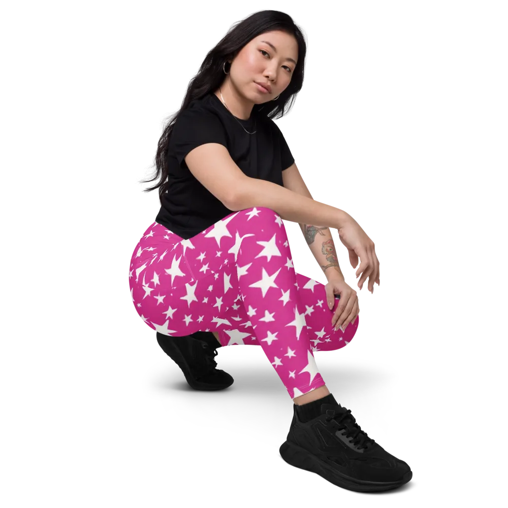 Starburst Fuchsia on Leggings with Pockets — Right Front