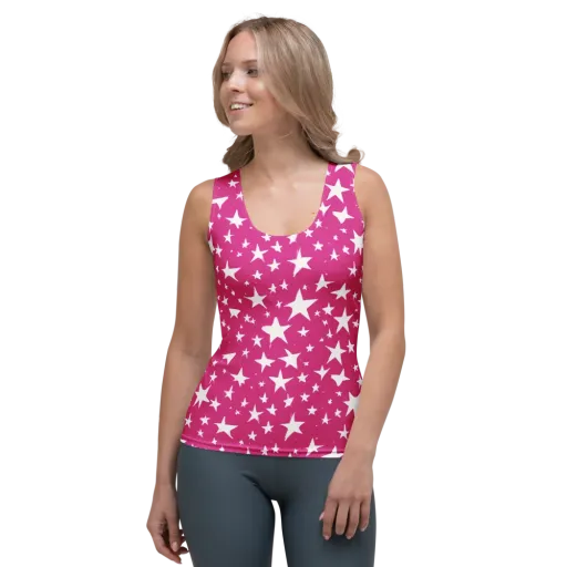 Starburst Fuchsia on a Women's Tank Top