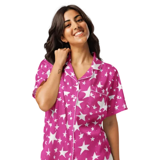 Starburst Fuchsia on a Women's Short Sleeve Pajama Top
