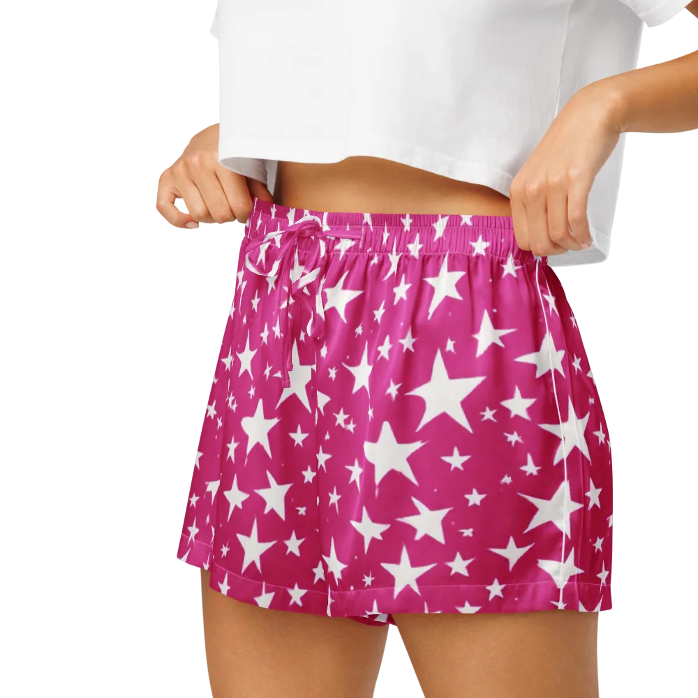 Starburst Fuchsia on Women's Pajama Shorts — Left