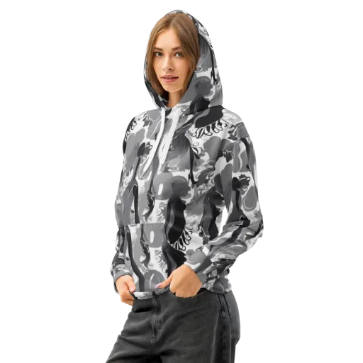 Monochrome Muse on a Cotton Hoodie