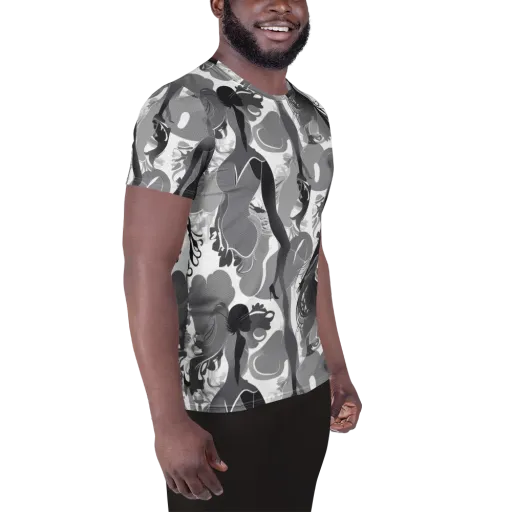 Monochrome Muse on a Men's Athletic T-Shirt