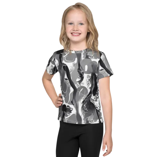 Monochrome Muse on a Kids Crew Neck T-Shirt