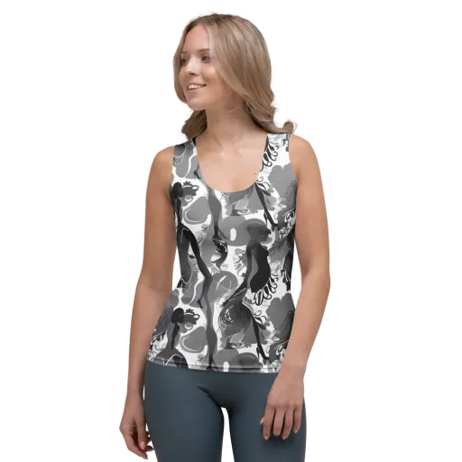 Monochrome Muse on a Women's Tank Top