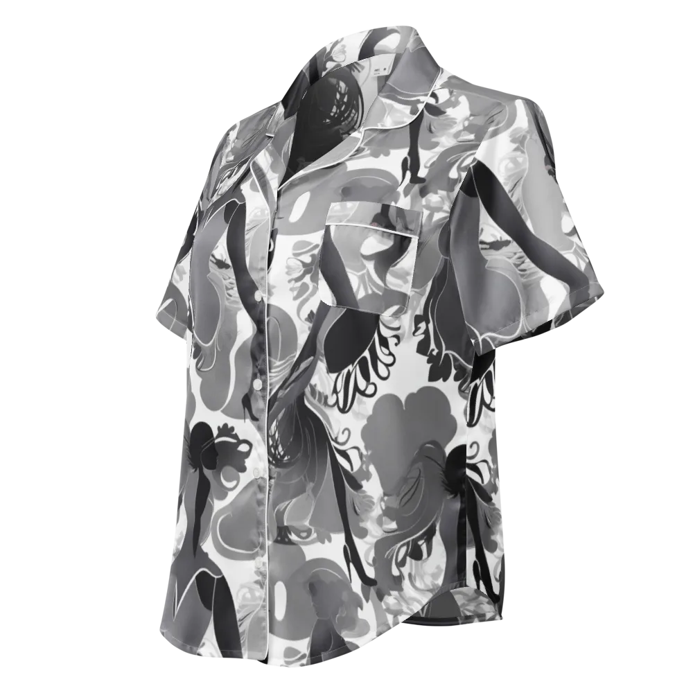Monochrome Muse on Women's Short Sleeve Pajama Top — Left Front