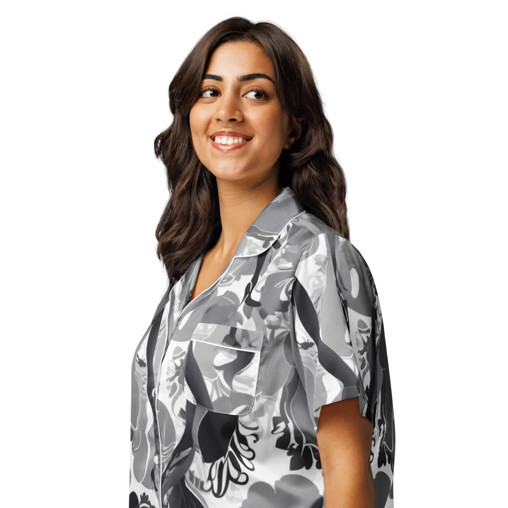 Monochrome Muse on Women's Short Sleeve Pajama Top — Left Front