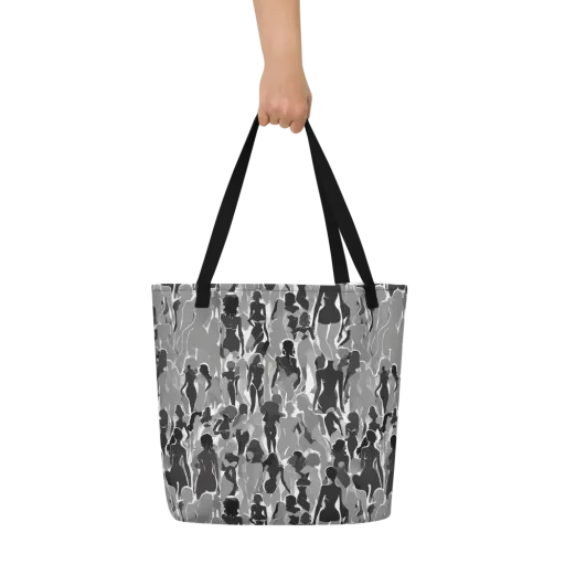 Silhouette Social on a Large Tote Bag W/ Pocket