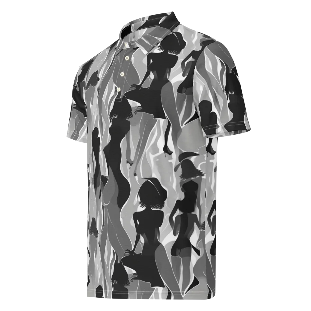 Noir Silhouette on Men's Slim Fit Polo Shirt — Left Front