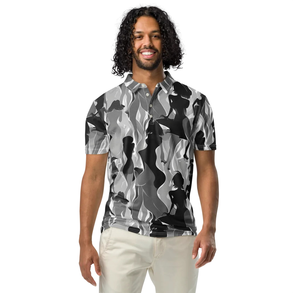 Noir Silhouette on Men's Slim Fit Polo Shirt — Front