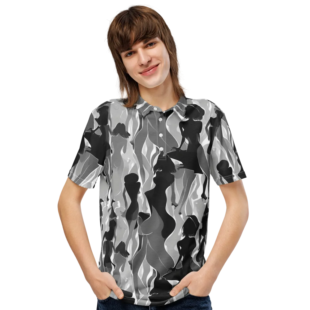 Noir Silhouette on Men's Slim Fit Polo Shirt — Front