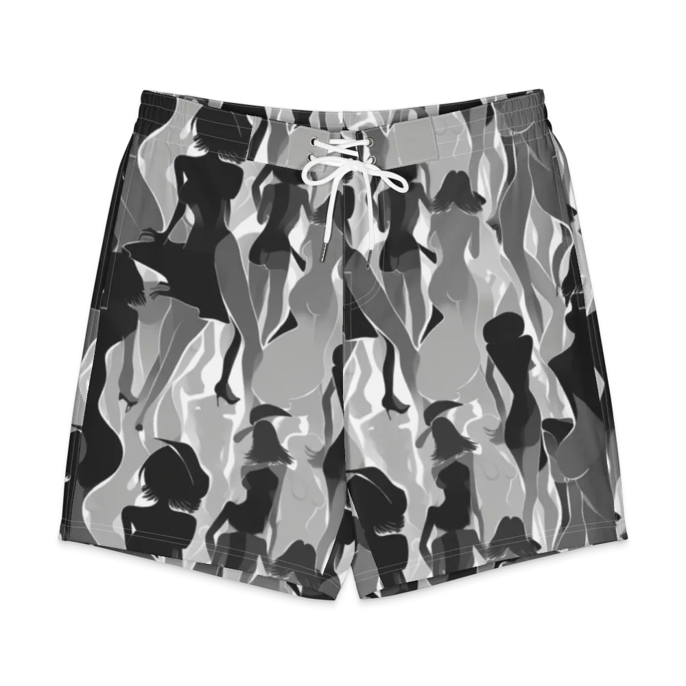 Noir Silhouette on Men's Board Shorts — Front