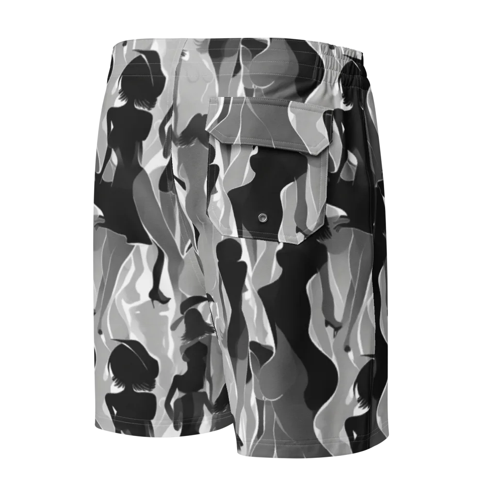 Noir Silhouette on Men's Board Shorts — Back