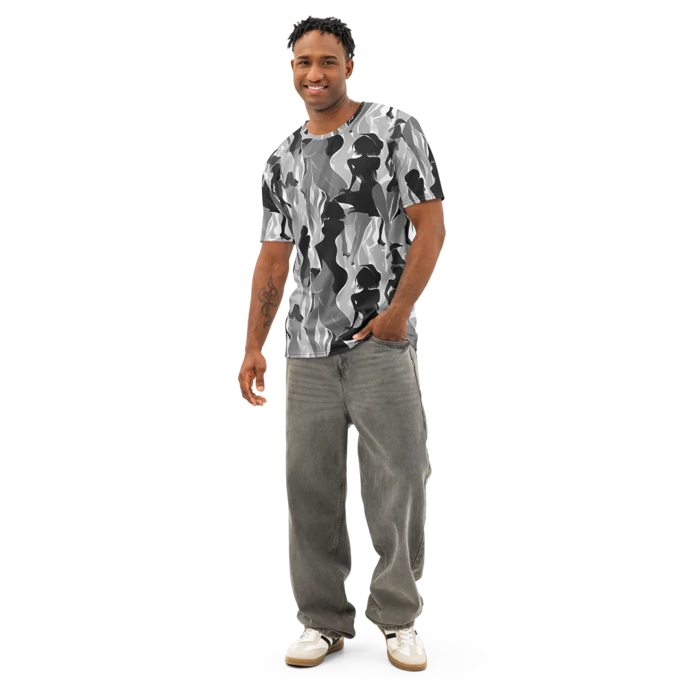 Noir Silhouette on Men's Cotton Crew Neck T-Shirt — Front
