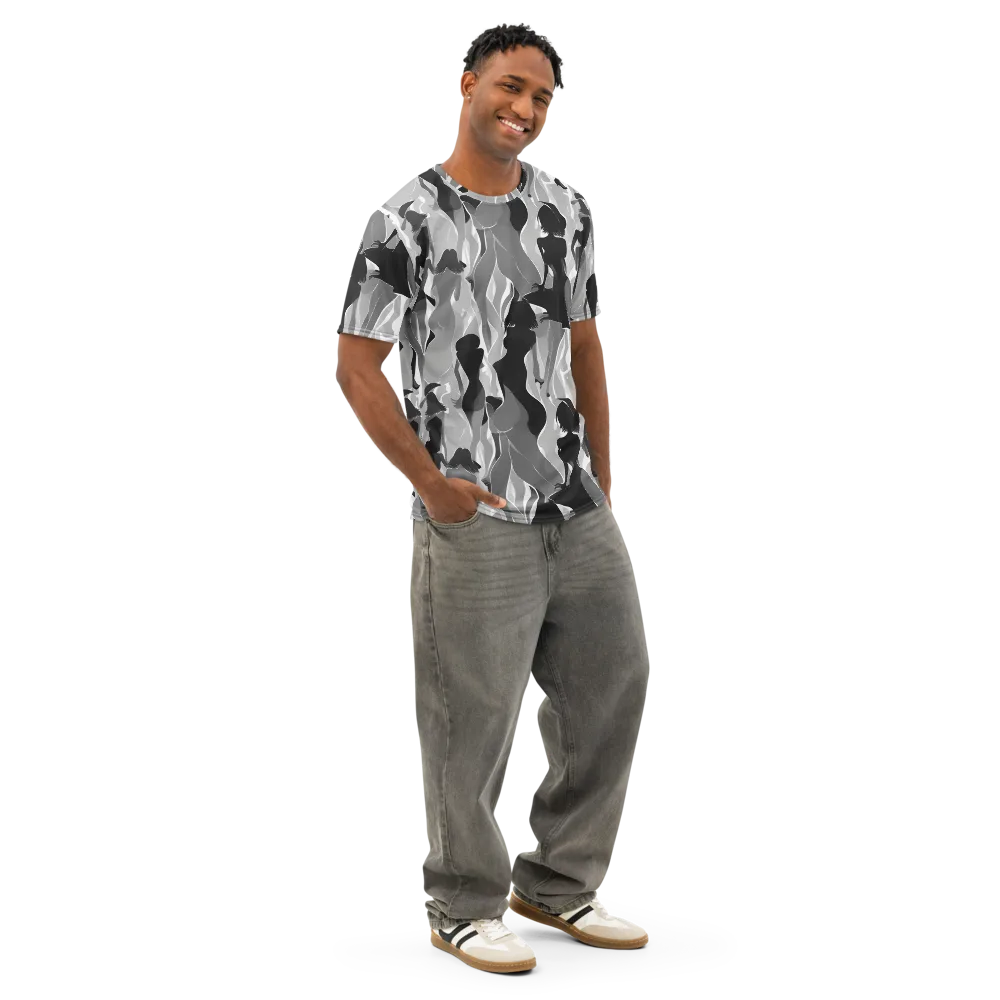 Noir Silhouette on Men's Cotton Crew Neck T-Shirt — Right Front