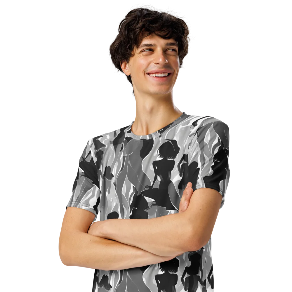 Noir Silhouette on Men's Crew Neck T-Shirt — Left Front
