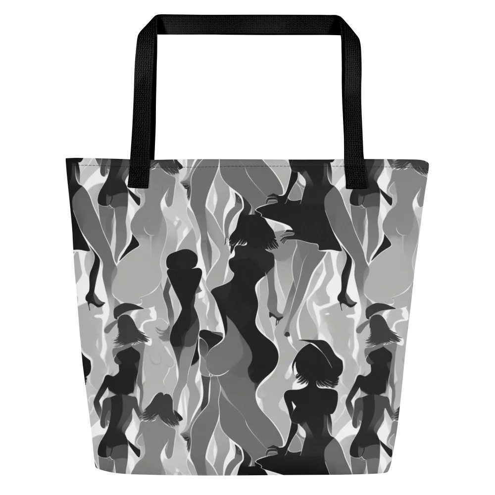 Noir Silhouette on Large Tote Bag W/ Pocket — Front