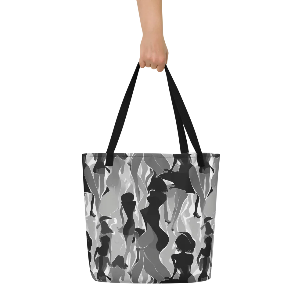 Noir Silhouette on Large Tote Bag W/ Pocket — Front