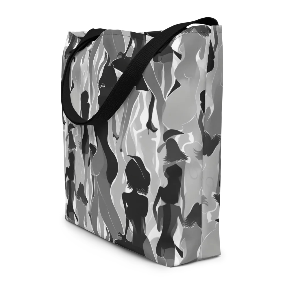 Noir Silhouette on Large Tote Bag W/ Pocket — Front