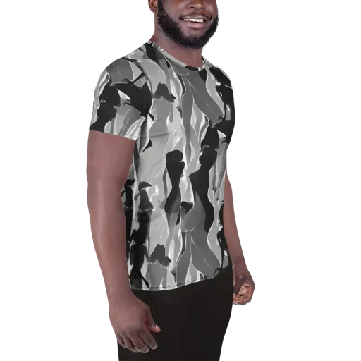 Noir Silhouette on a Men's Athletic T-Shirt