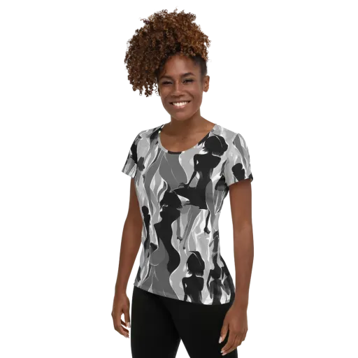 Noir Silhouette on a Women's Athletic T-Shirt