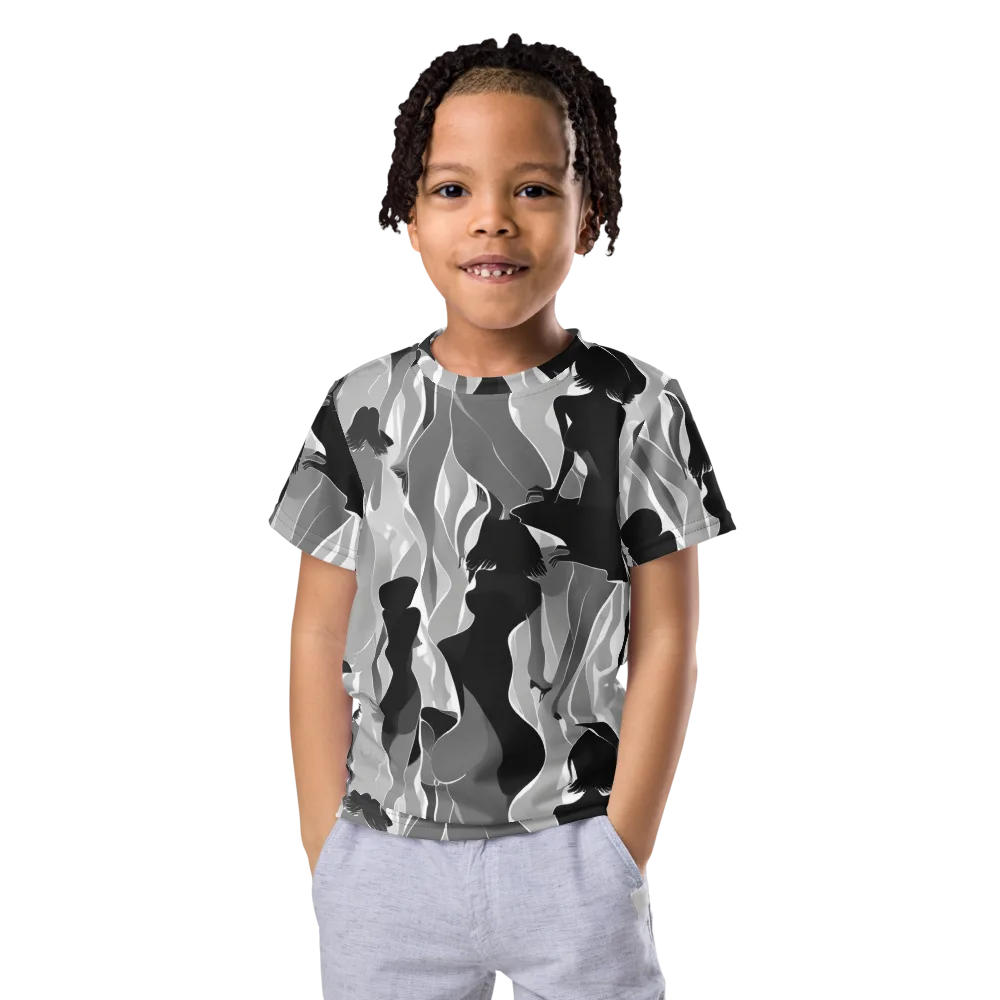 Noir Silhouette on Kids Crew Neck T-Shirt — Front