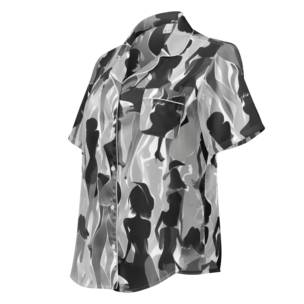 Noir Silhouette on Women's Short Sleeve Pajama Top — Left Front
