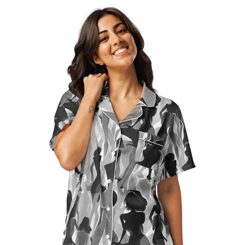 Noir Silhouette on Women's Short Sleeve Pajama Top — Front