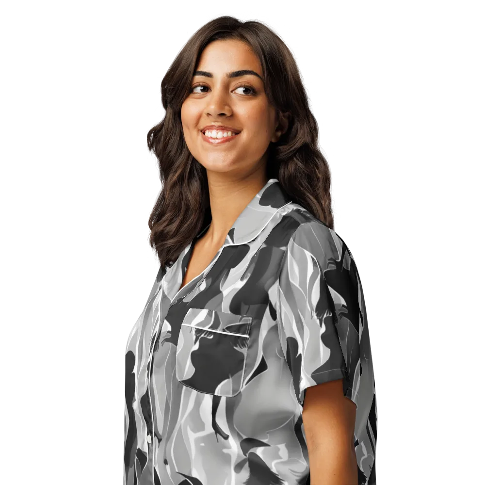 Noir Silhouette on Women's Short Sleeve Pajama Top — Left Front