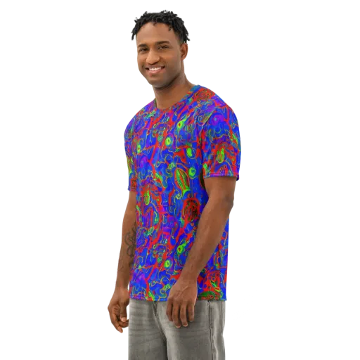 Color Collision on a Men's Cotton Crew Neck T-Shirt