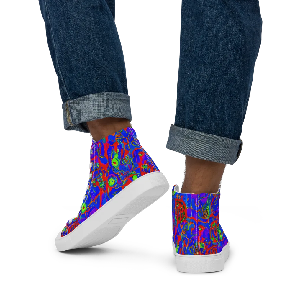 Color Collision on Men's High Top Canvas Shoes — Back