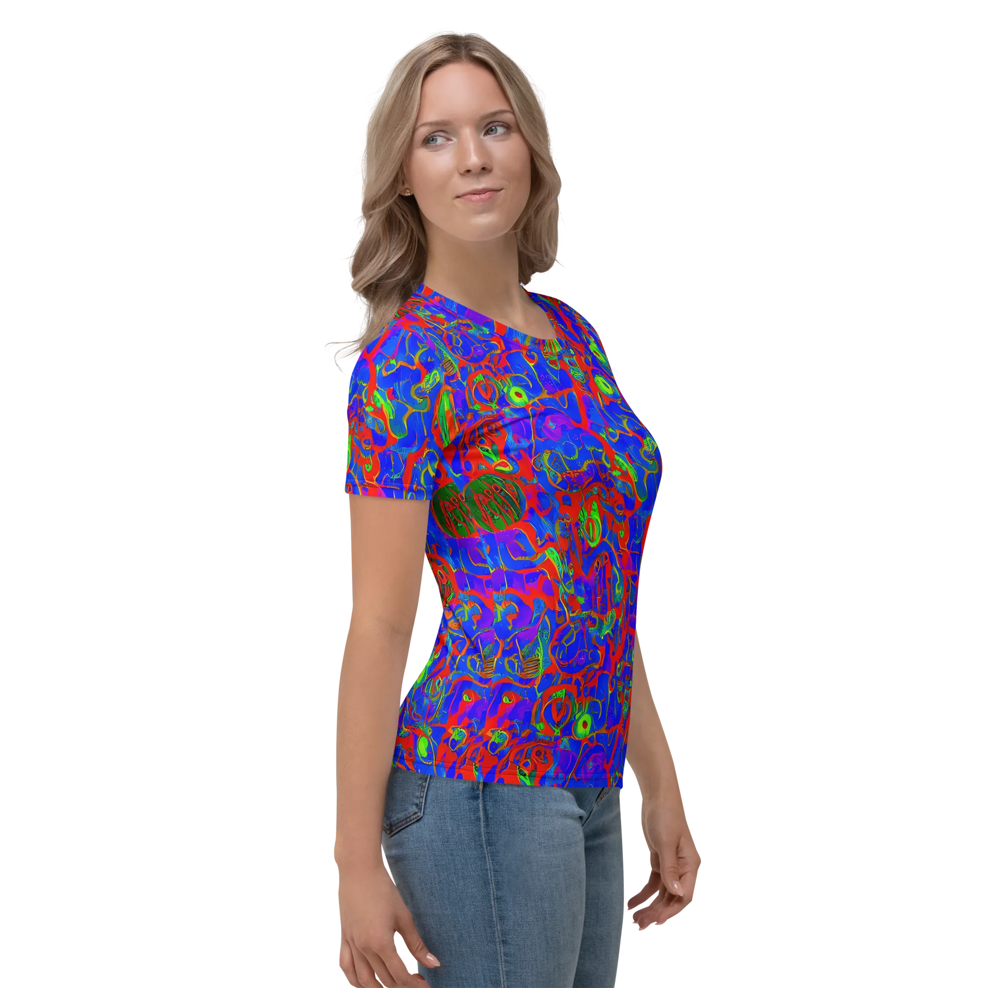 Color Collision on Women's Crew Neck T-Shirt — Right