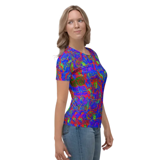 Color Collision on a Women's Crew Neck T-Shirt