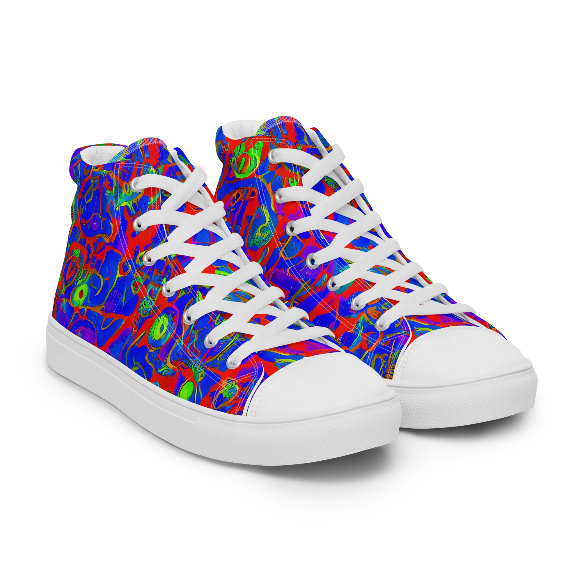 Color Collision on Women's High Top Canvas Shoes — Right Front