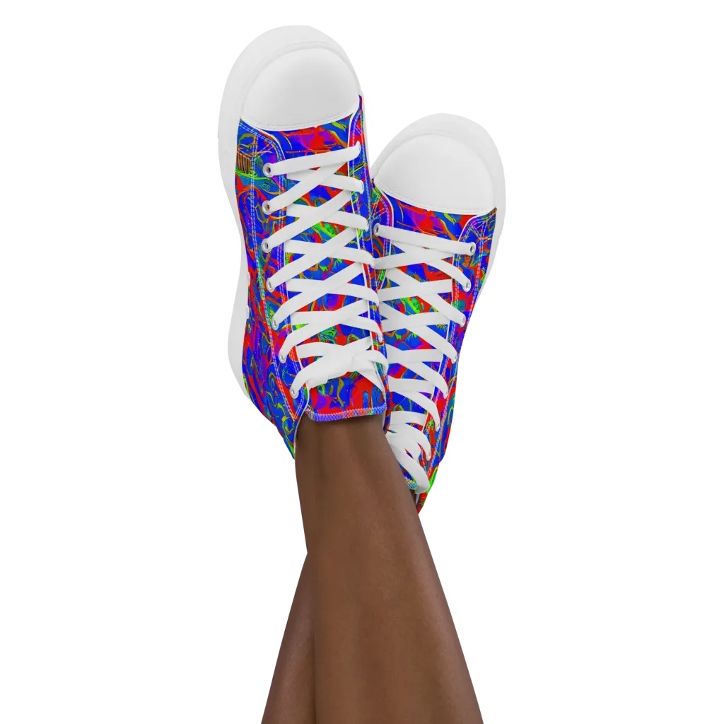 Color Collision on Women's High Top Canvas Shoes — Front