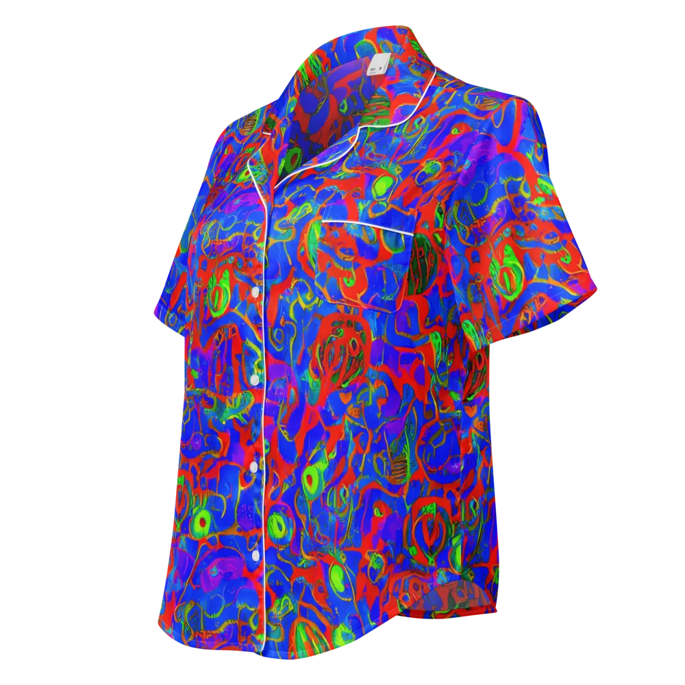 Color Collision on Women's Short Sleeve Pajama Top — Left Front