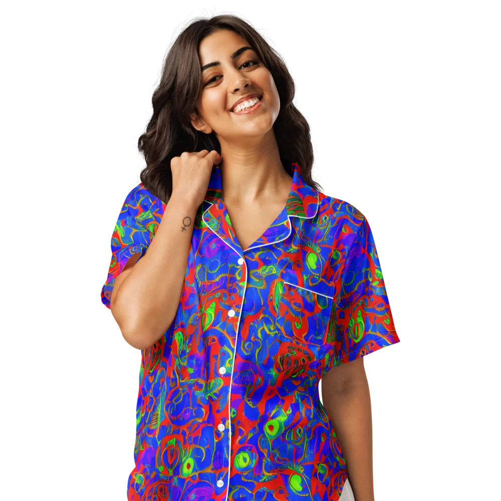 Color Collision on Women's Short Sleeve Pajama Top — Front