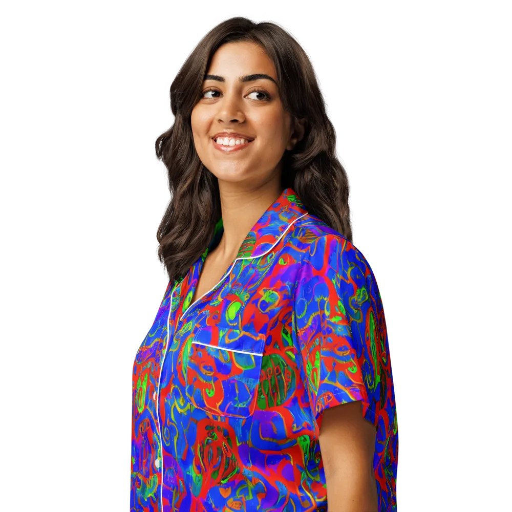 Color Collision on Women's Short Sleeve Pajama Top — Left Front