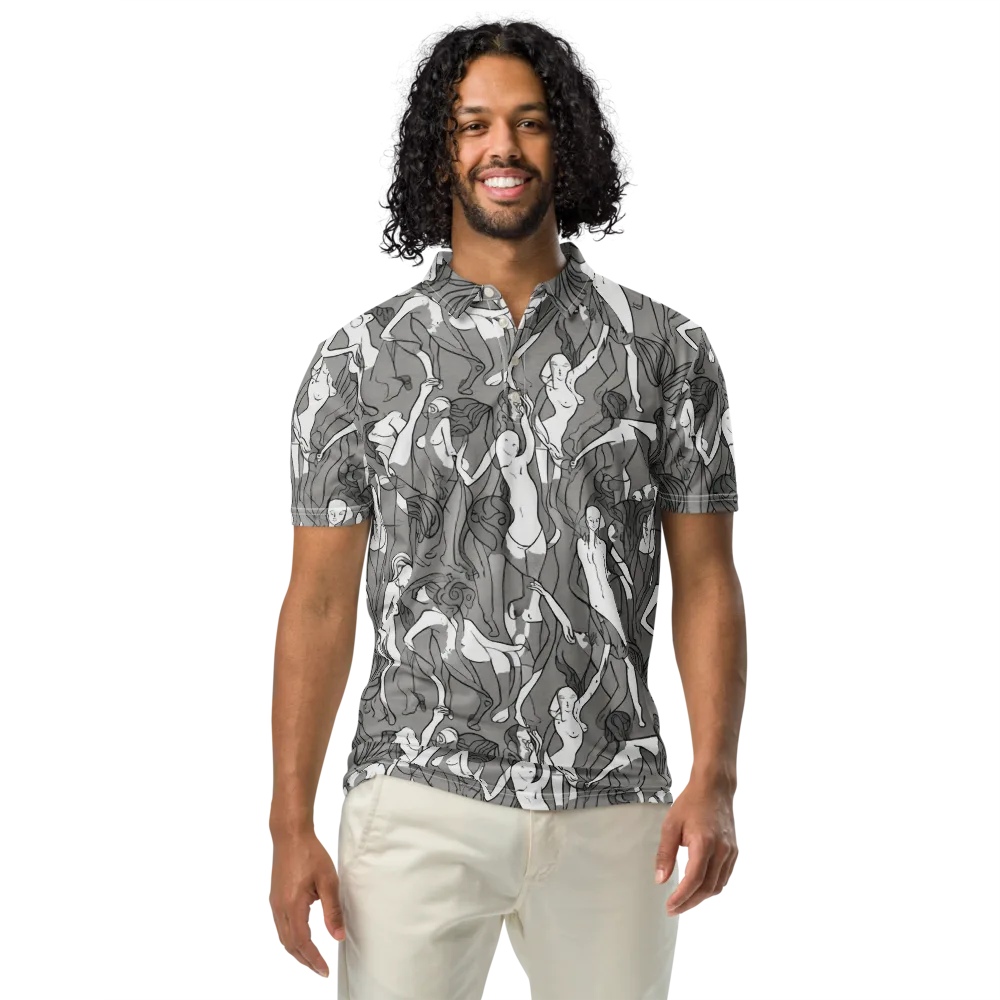 Monochrome Muses on Men's Slim Fit Polo Shirt — Front