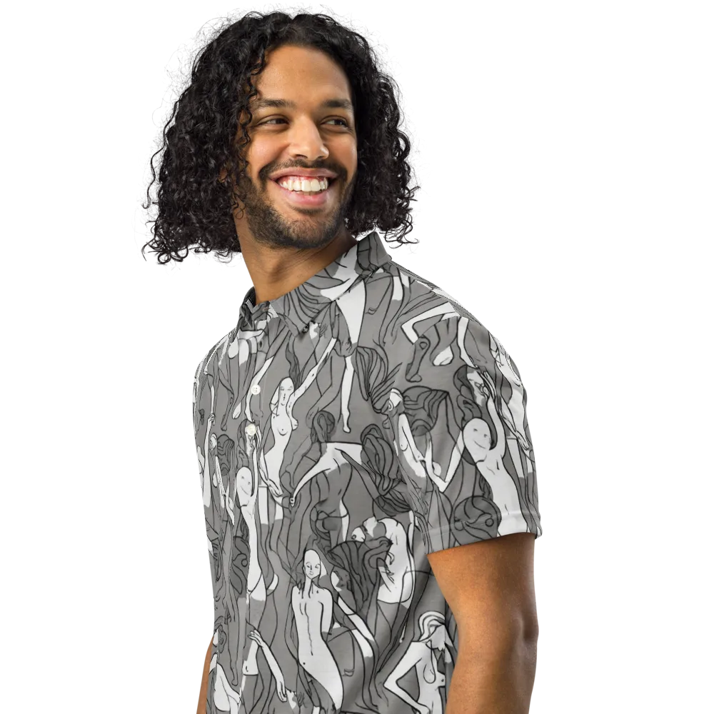 Monochrome Muses on Men's Slim Fit Polo Shirt — Left Front