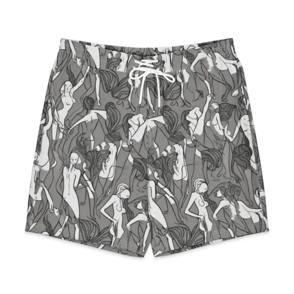 Monochrome Muses on Men's Board Shorts — Front