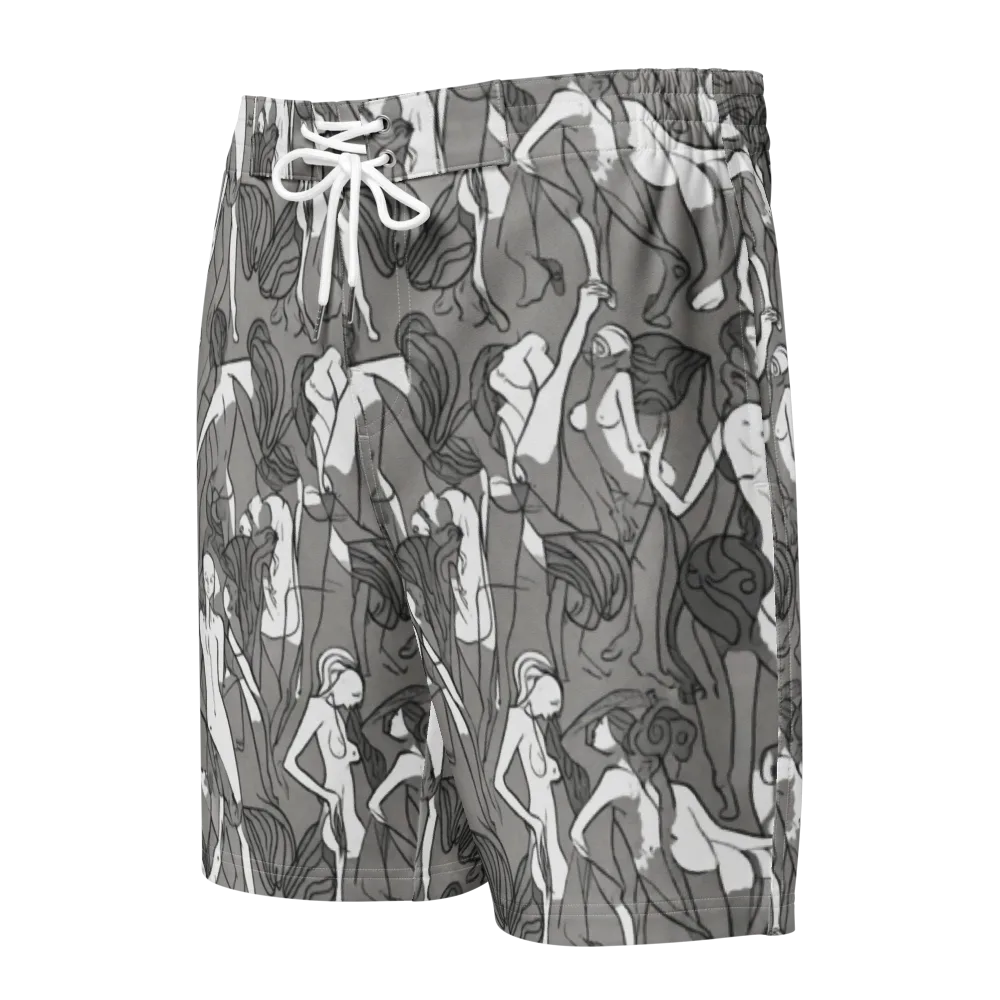 Monochrome Muses on Men's Board Shorts — Front