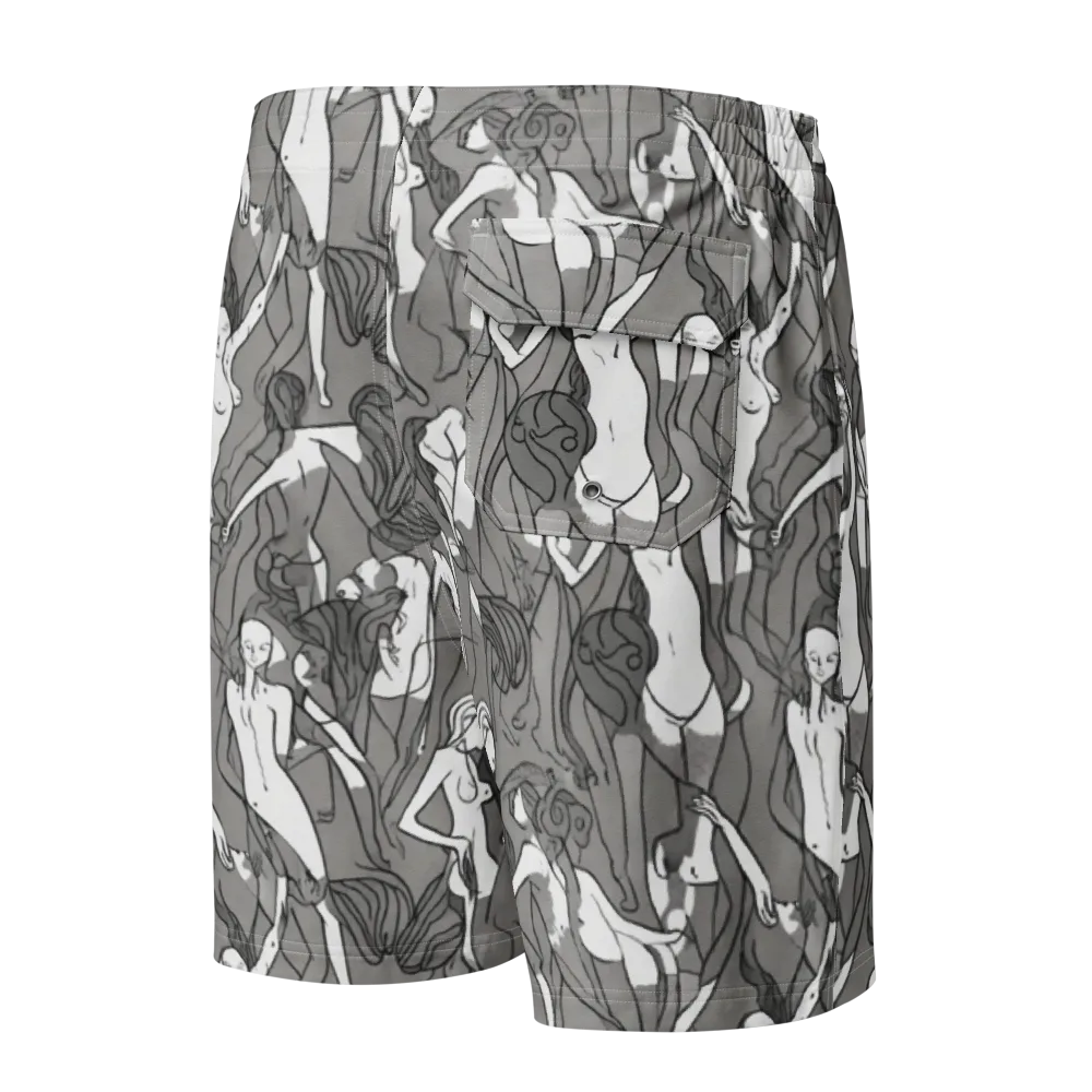 Monochrome Muses on Men's Board Shorts — Back