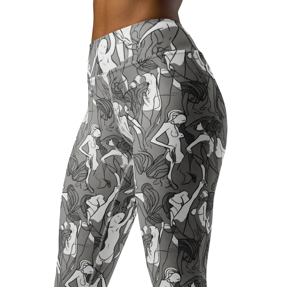 Monochrome Muses on Yoga Leggings — Left Front