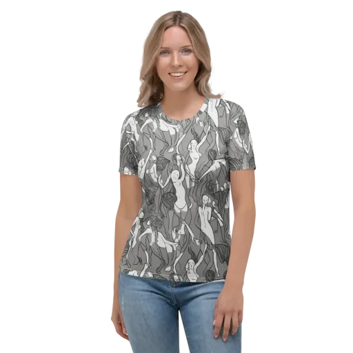 Monochrome Muses on a Women's Crew Neck T-Shirt