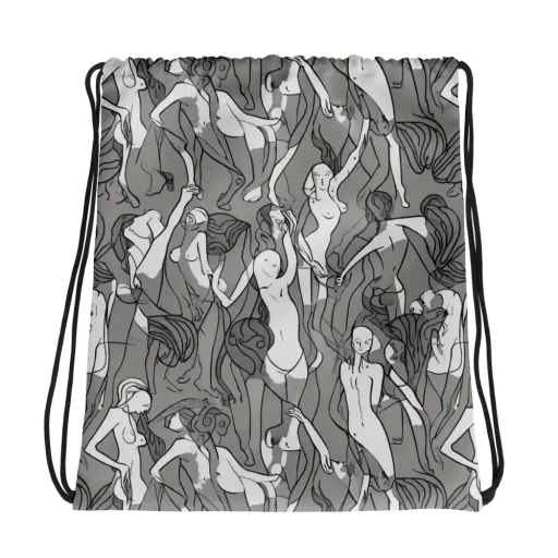 Monochrome Muses on a Drawstring Bag