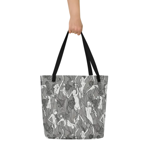Monochrome Muses on a Large Tote Bag W/ Pocket