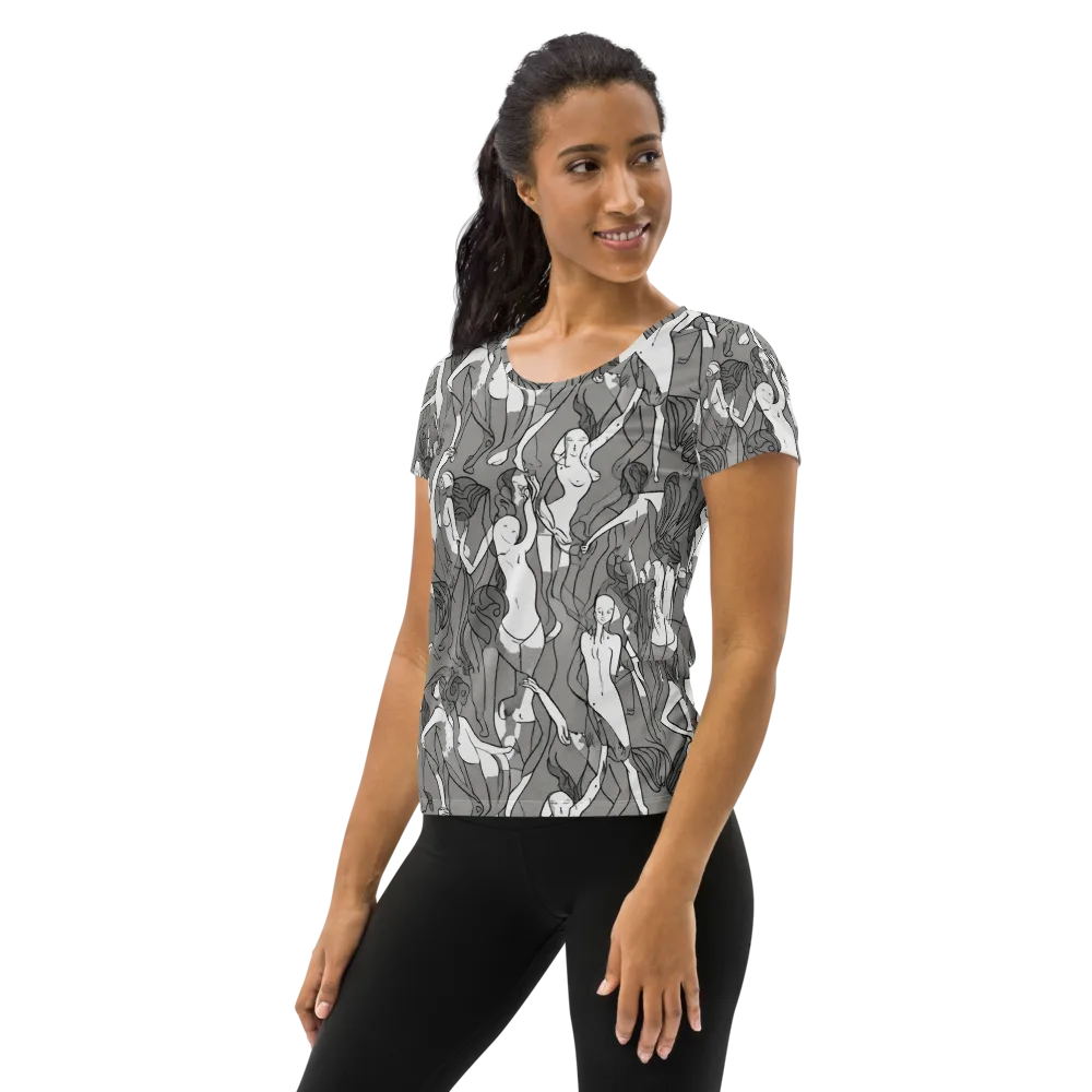 Monochrome Muses on Women's Athletic T-Shirt — Left