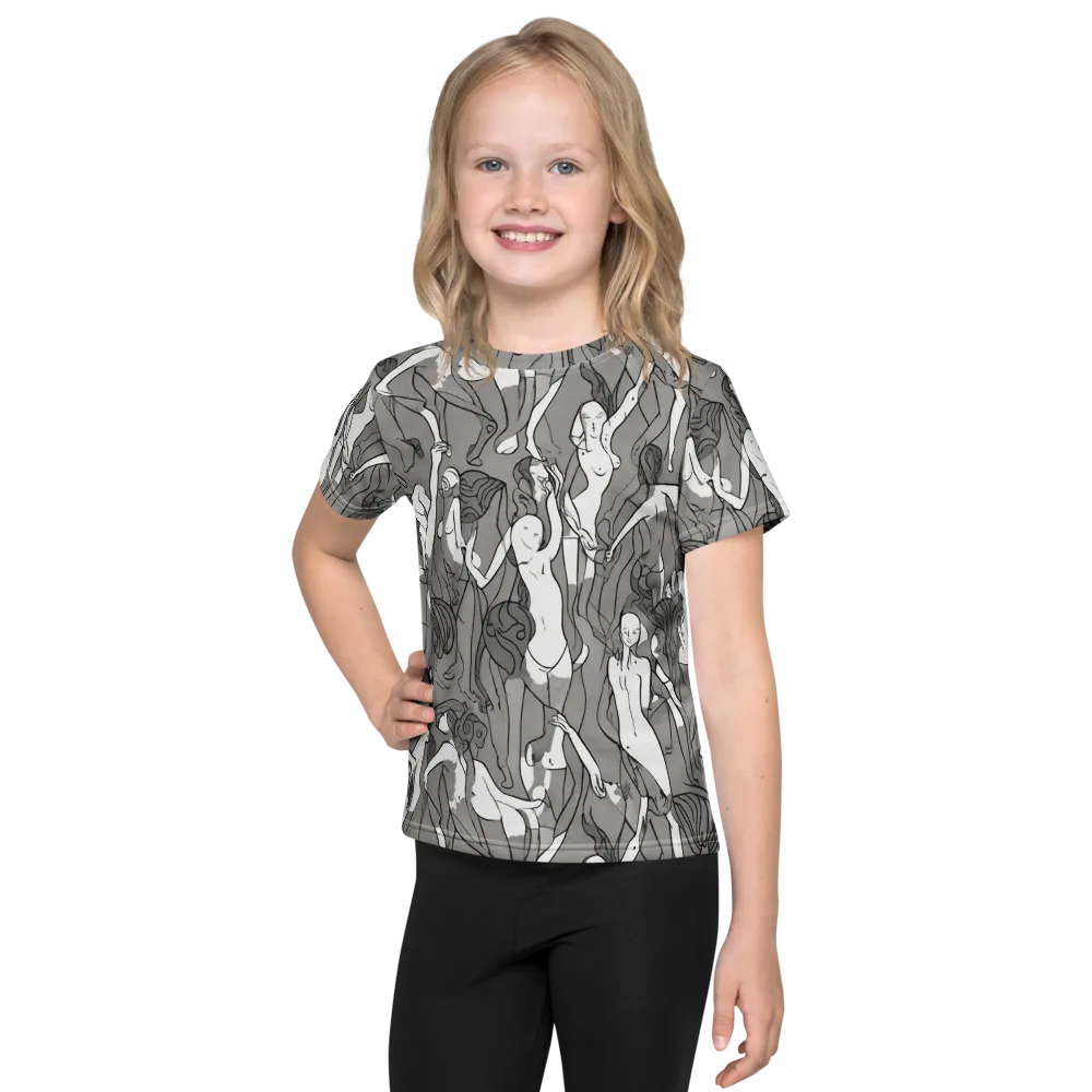 Monochrome Muses on Kids Crew Neck T-Shirt — Front